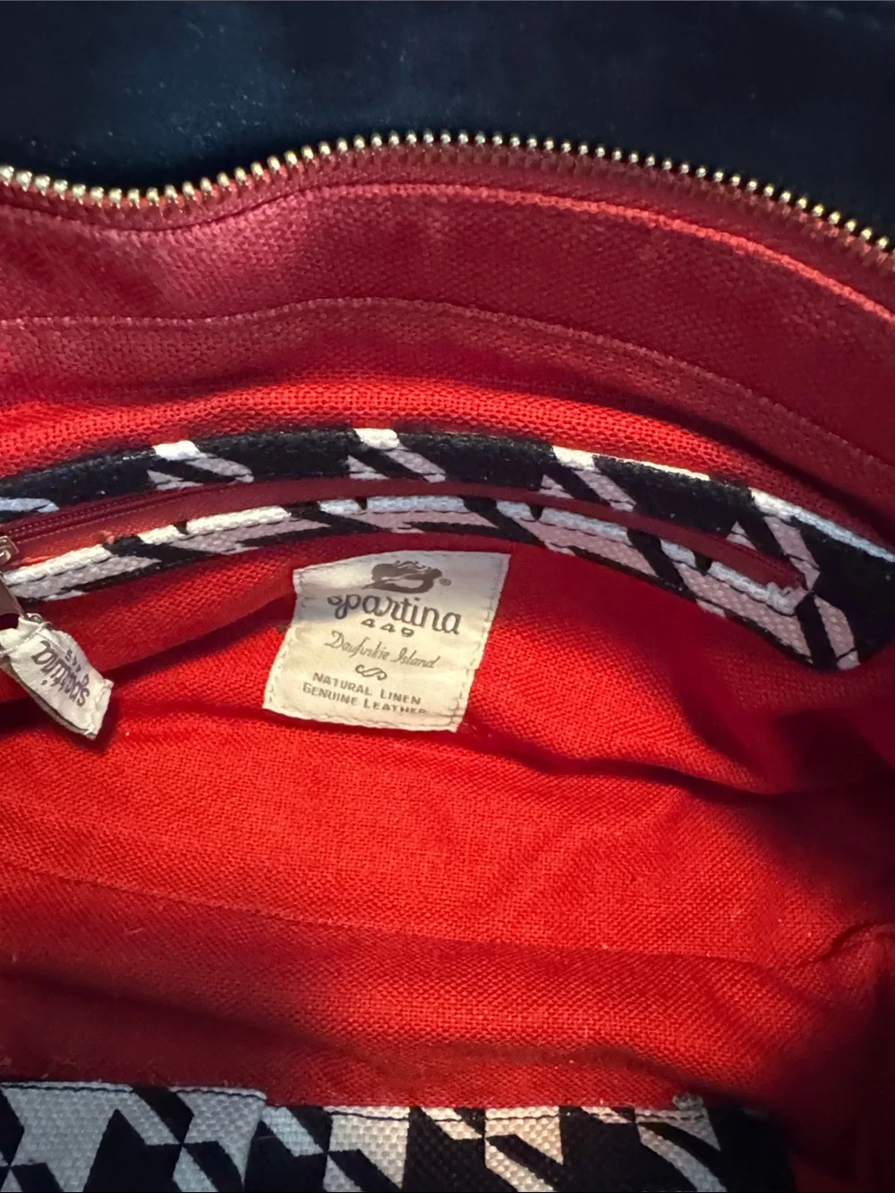 Spartina 449 Natural Linen/Genuine Leather houndstooth backpack and purse